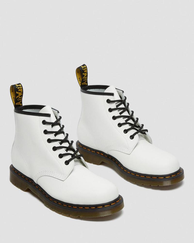 Dr Martens 101 Yellow Stitch Smooth Leren Enkellaars Heren Wit | NL 387HAP